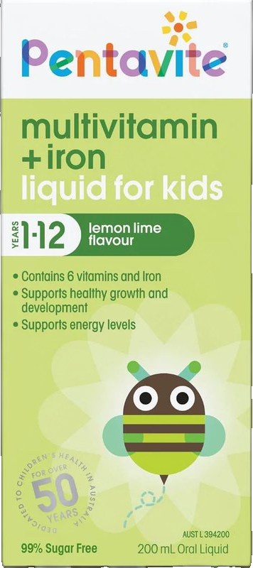 Multivitamin + Iron Kids Liquid Lemon Lime